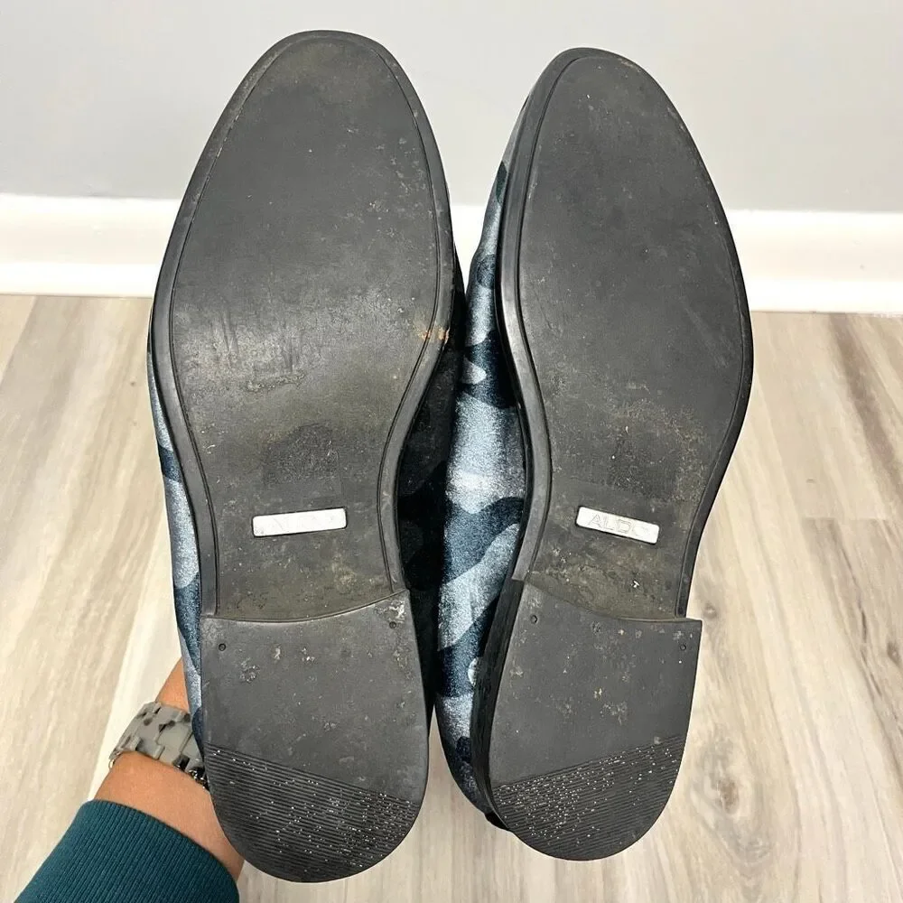 Aldo Loafers Men’s 10‎ Gray Camouflage Print Velvet Slip On